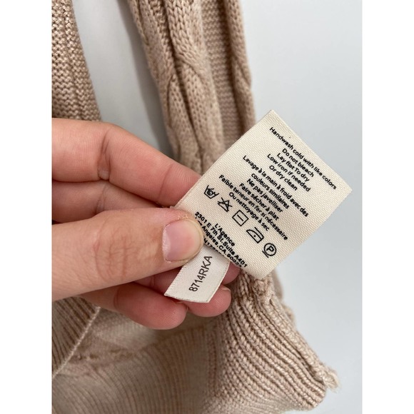 L'Agence Pia Soft Camel V-Neck Cable Knit Long Sleeve Sweater Size M - Picture 6 of 6